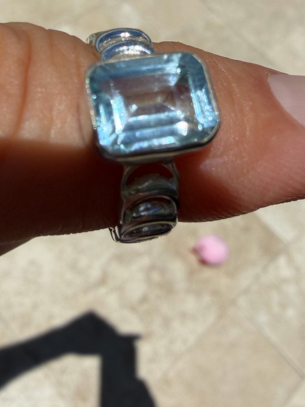 Sterling Silver Blue Topaz Statement Ring Size 7
